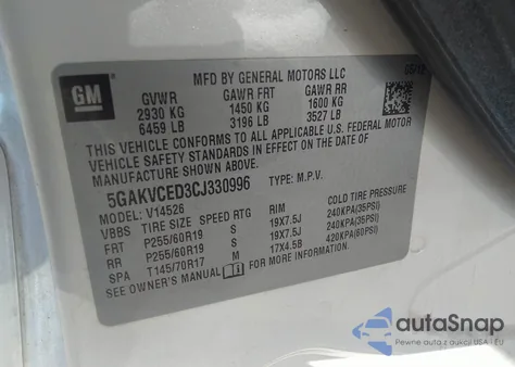 2012 Buick Enclave Leather из США, поврежденный, VIN 5GAKVCED3CJ330996